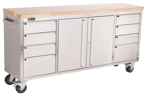 Trinity Stainless Steel 72" Rolling Workbench - Contemporary - Garage And Tool Storage - by TRINITY