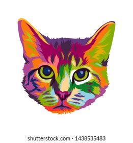 Colorful Cat Pop Art Illustration Cute Stock Vector (Royalty Free ...