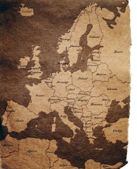 Old School Physical And Political Map Europe - Bank2home.com