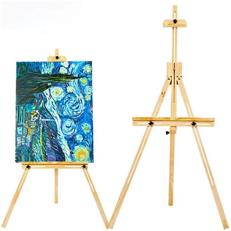 155cm Wood Yellow Pine Adjustable Artist Painting Easel for Painting Display Holder Frame Art ...