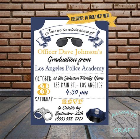 Police Academy Graduation Party Invitation Digital File - Etsy | Police academy graduation ...