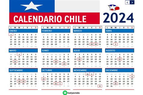 Calendario 2024 Chile Con Feriados BC7