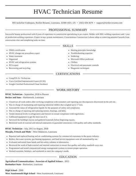 HVAC Technician Resumes | Rocket Resume