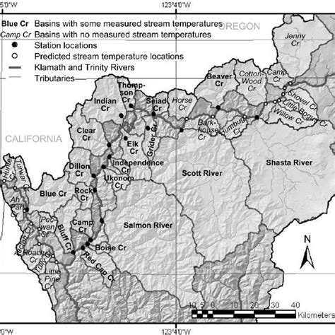 Map of Klamath River Basin, Klamath River study area below Irongate ...