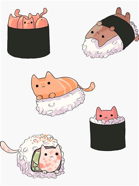 Cute Animal Drawings Kawaii, Cute Drawings, Sushi Artwork, Sushi Drawing, Sushi Cat, Sushi Plush ...