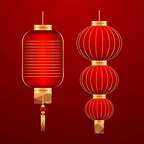 Chinese ornament vector set, oriental lantern lamp template design ...