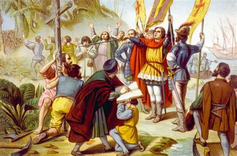 Christopher Columbus Taking Posession Of The New World In San Salvador ...