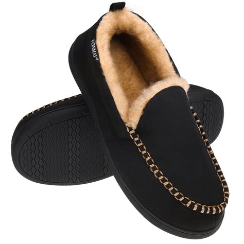 Vonmay - VONMAY Men's Moccasin Slippers Fuzzy House Shoes Fluffy Fur ...