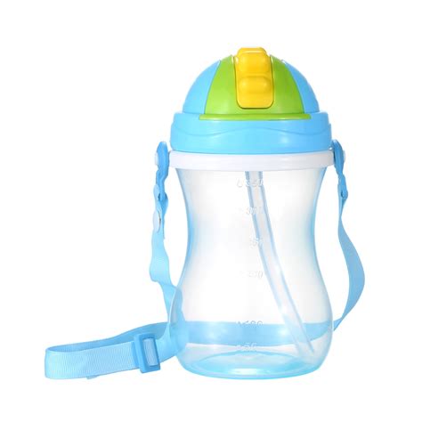 350ml/ 12oz Kids Straw Water Bottle with Portable Strap Baby Drinking ...