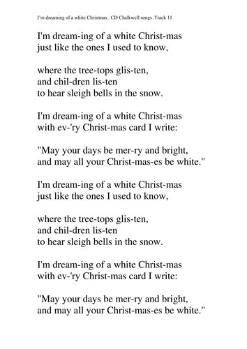 Chords. Lyrics. " White Christmas" | Teaching Resources