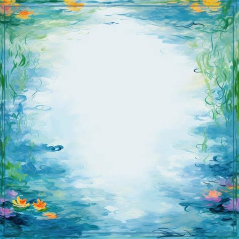 Premium Photo | A painting of a pond with water lilies