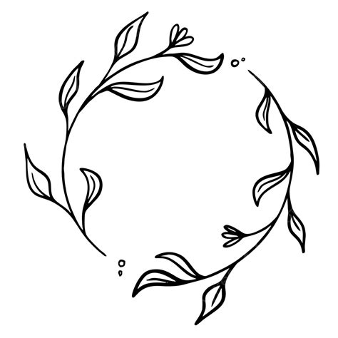 Circle Leaf Frame, Circle Drawing, Leaf Drawing, Frame Drawing PNG and Vector with Transparent ...