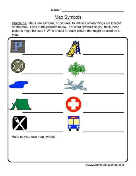 Using this Map Symbols Worksheet, students write labels for the map symbols.to build their map ...