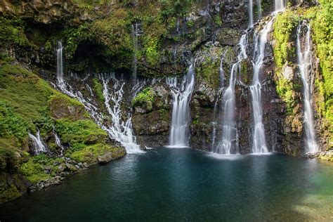 Rainforest Waterfall Flowing Over Rocks, Reunion Island Digital Art by ...