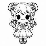 Cute little girl Lineart coloring Book Illustration  Premium AI sketch template