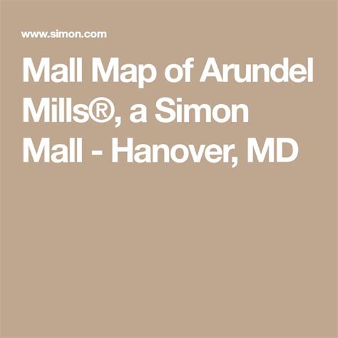 Arundel Mills Mall Directory Map