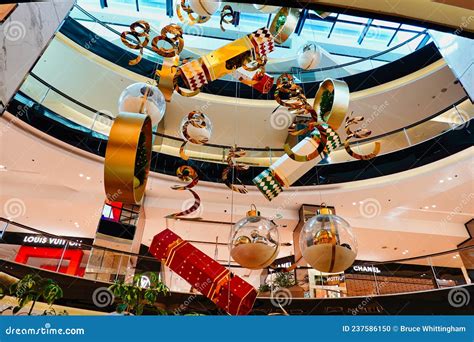 Christmas Holiday Season Decorations in Modern Shopping Mall Editorial Image - Image of centre ...