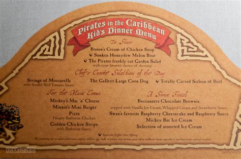 Pirate Night Children's Menu • The Disney Cruise Line Blog