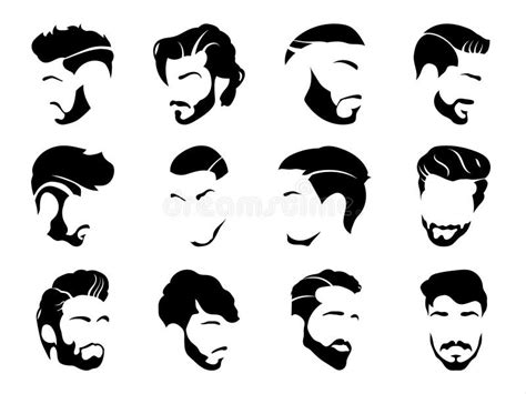 Men Hairstyles and Haircut with Beard Vector Illustration Stock ...