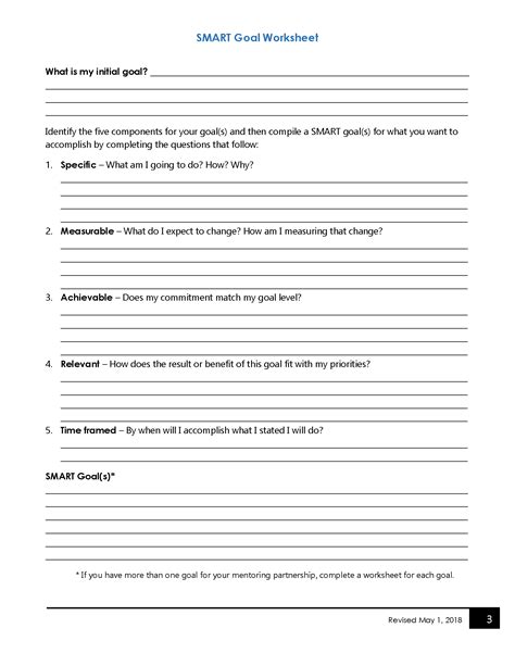 Mentoring Goals Worksheet | TUTORE.ORG - Master of Documents