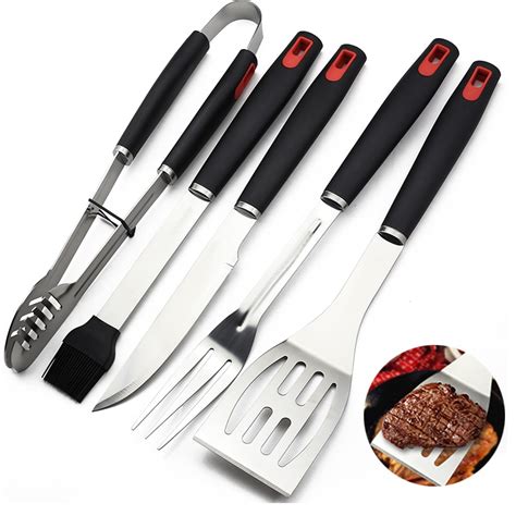 5pcs/set Lengthen Stainless Steel Outdoor Barbecue Tools Picnic Party Grill Tool Set BBQ Fork ...