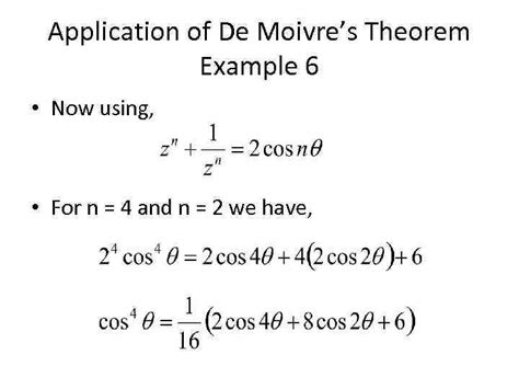 Complex Numbers De Moivre s Theorem Applications of De