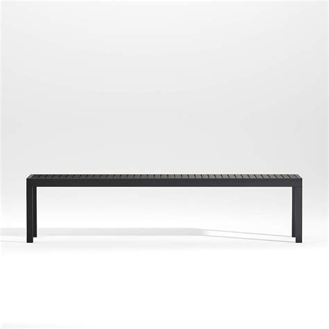 Alfresco Black Outdoor Dining Bench with Charcoal Grey Sunbrella Cushion | Crate & Barrel