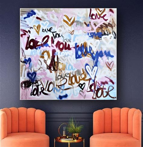 LOVE LOVE Painting on Canvas, Original Wall Art, Love Painting ...