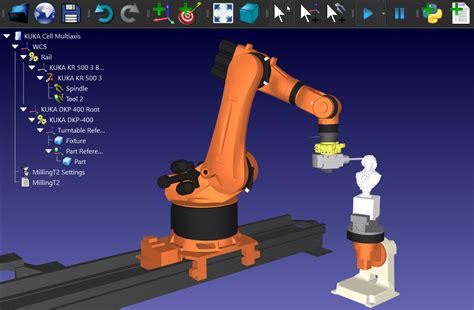 KUKA robot milling with rail and turntable - RoboDK blog