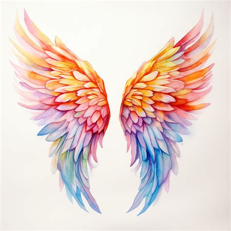 Rainbow Watercolor Angel Wings - Galt Ocean Designs