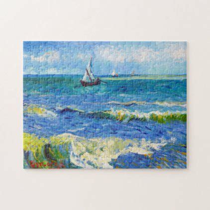 #Seascape Saintes-Maries Vincent Van Gogh vibrant Jigsaw Puzzle Vincent Van Gogh, Seascape ...