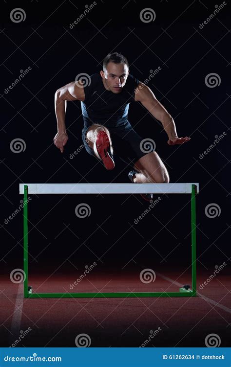 Athlete Jumping Over a Hurdles Stock Photo - Image of human, isolated: 61262634