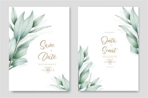 watercolor eucalyptus wedding invitation card 21625150 Vector Art at ...