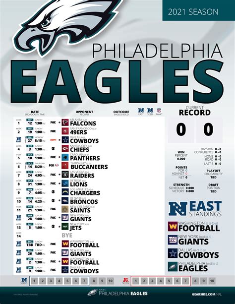 Printable Eagles Schedule 2022-2023