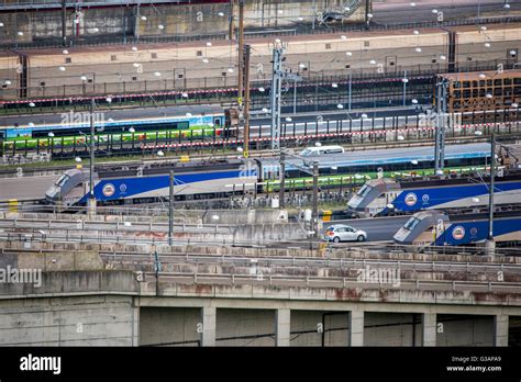 Trains waiting at the Eurotunnel terminal at Folkestone, England Stock Photo - Alamy