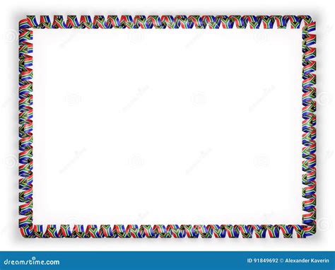 Frame and Border of Ribbon with the South Africa Flag. 3d Illustration ...