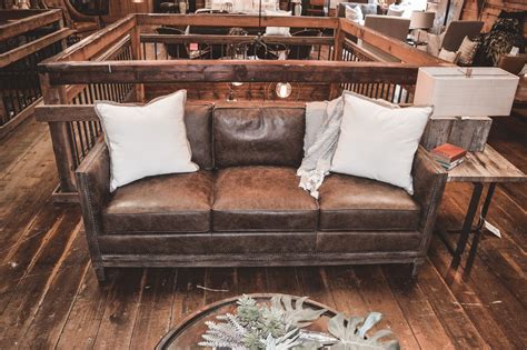 Distressed leather couch for mountain living. | At home furniture store, Distressed leather ...