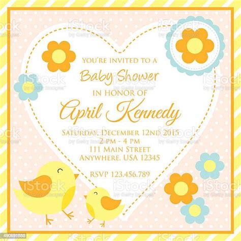 Little Chicken Baby Shower Invitation Stock Illustration - Download ...