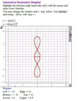 Graphing Parametric Equations Interactive Grapher with FREE Software