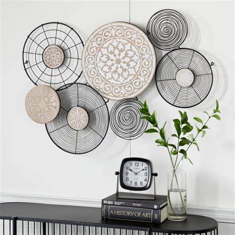 Solid Wood Abstract And Geometric Wall Decor | Eclectic wall decor, Plate wall decor, Plates on wall