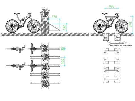 Bike rack plan dwg file - Cadbull