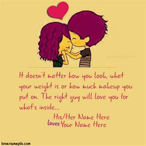 Write couple name on Sweet Cutest Love Quotes For Her image for facebook dps. cute boy holding ...