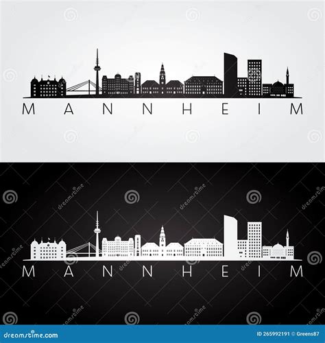 Mannheim Skyline And Landmarks Silhouette Cartoon Vector | CartoonDealer.com #265992191