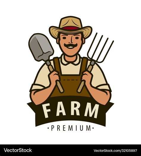 Farm logo or label agriculture farmer Royalty Free Vector