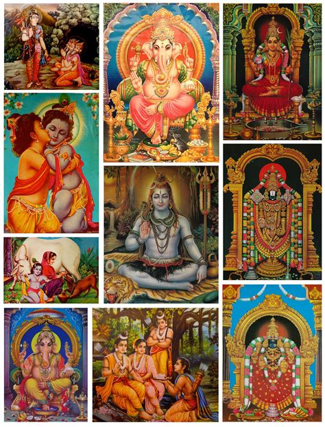 "A Collection of Hindu Gods" How do all of these Gods relate to one another? What are their ...