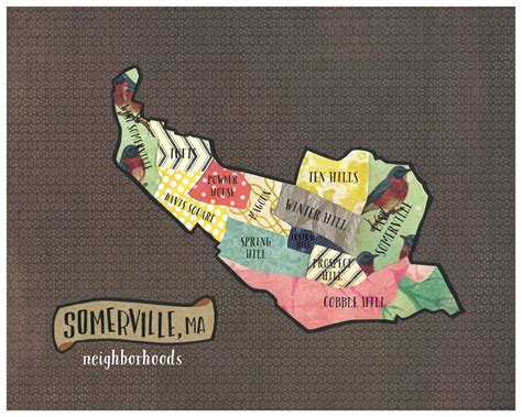 Somerville Neighborhoods Map — Milkweed and Co. | handmade goods