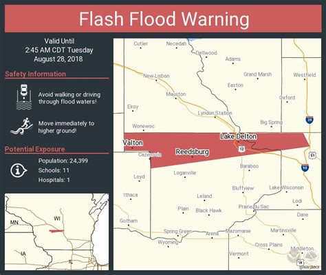 Flash Flood Warning including Reedsburg WI, Lake Delton WI, Wisconsin ...