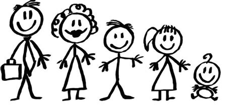 stick figure family of 5 - Clip Art Library