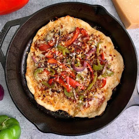 Healthy Cast Iron Pizza with 2 Ingredient Pizza Dough