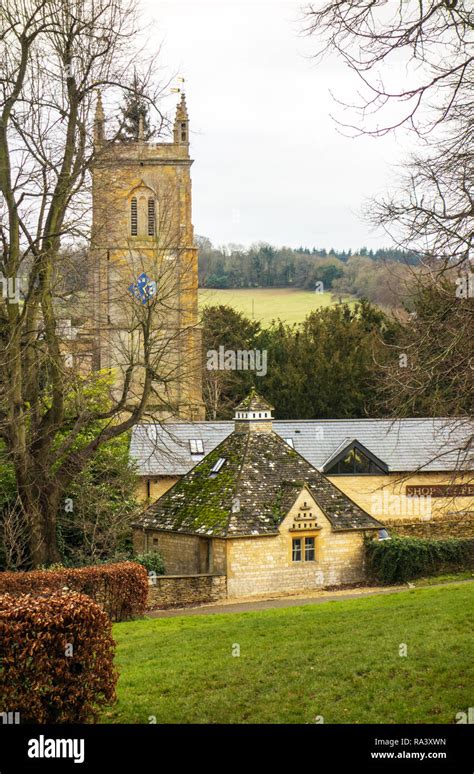 The English Cotswold village of Blockley with a view of the parish ...